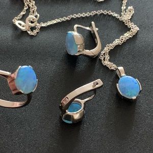 925 Sterling Silver Turquise Jewellery Set